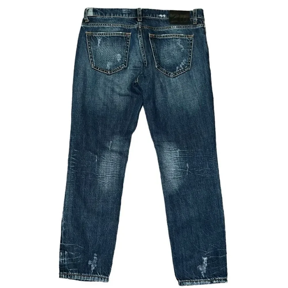 ZARA Medium Wash Distressed Jeans Size 4